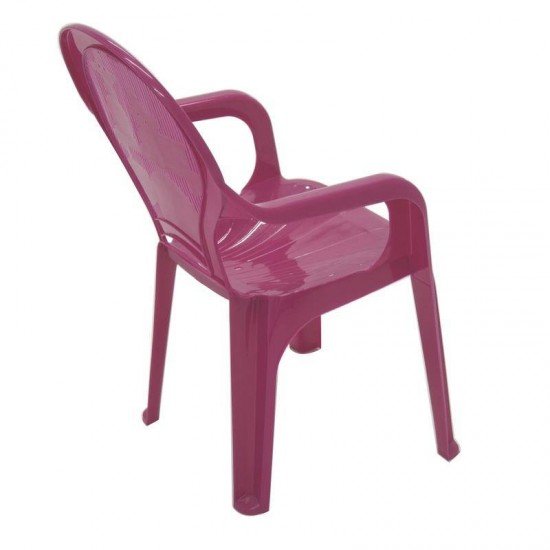 CADEIRA PLASTICA MONOBLOCO COM BRACOS INFANTIL ESTAMPADA CATTY ROSA