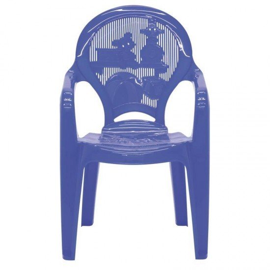 CADEIRA PLASTICA MONOBLOCO COM BRACOS INFANTIL ESTAMPADA CATTY AZUL