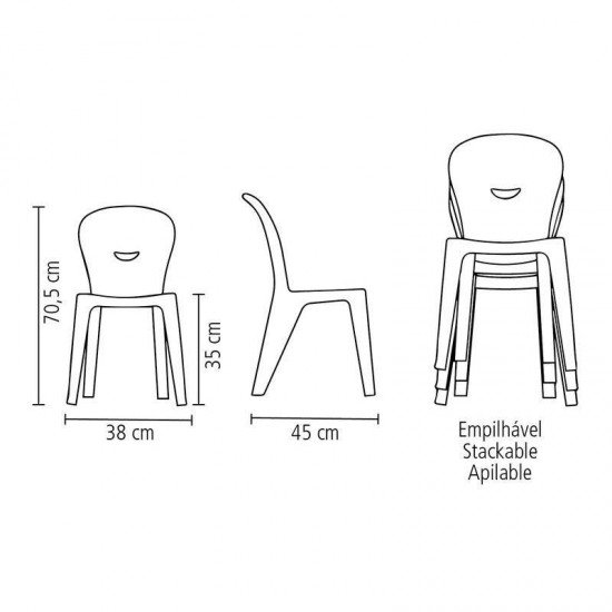 CADEIRA PLASTICA MONOBLOCO INFANTIL VICE LARANJA