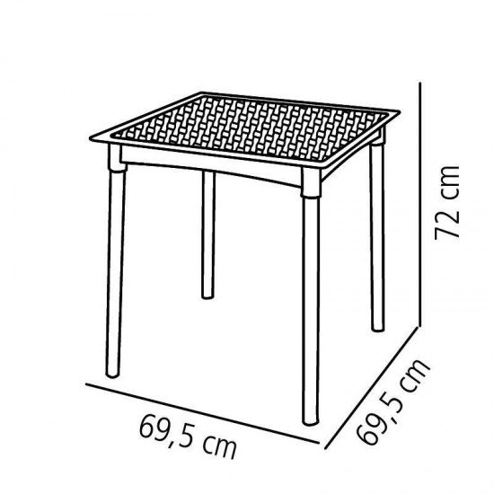 MESA PLASTICA LAURA PRETA COM PERNAS DE ALUMINIO ANODIZADO