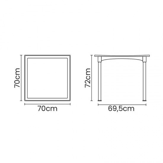 MESA TRAMONTINA DIANA EM POLIPROPILENO CAMURÇA COM PERNAS DE ALUMÍNIO ANODIZADO