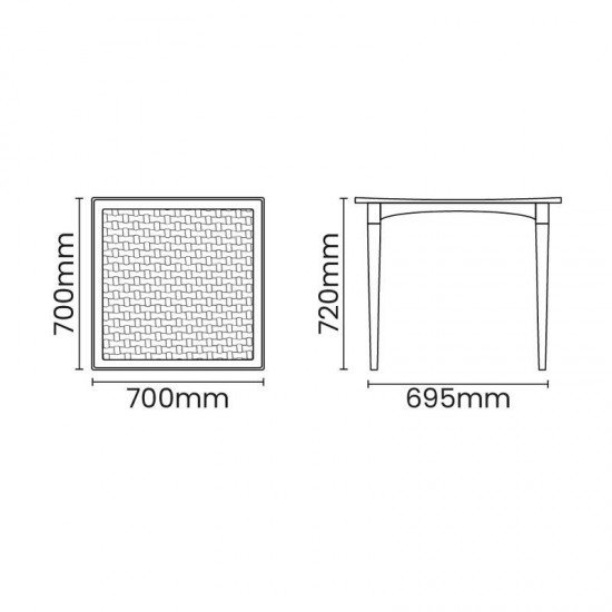 MESA TRAMONTINA LAURA RATTAN EM POLIPROPILENO PRETO COM PERNAS DE MADEIRA