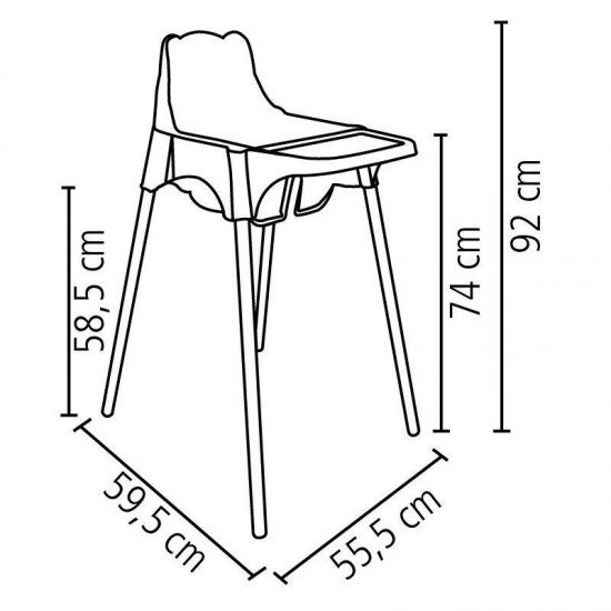 CADEIRA DE REFEICAO PLASTICA TEDDY BRANCA ALTA COM PERNAS DE ALUMINIO ANODIZADO
