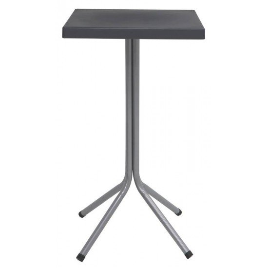 MESA SIGMA ALTA COM TAMPO QUADRADO EM POLIPROPILENO GRAFITE E BASE DE ACO INOX TRAMONTINA