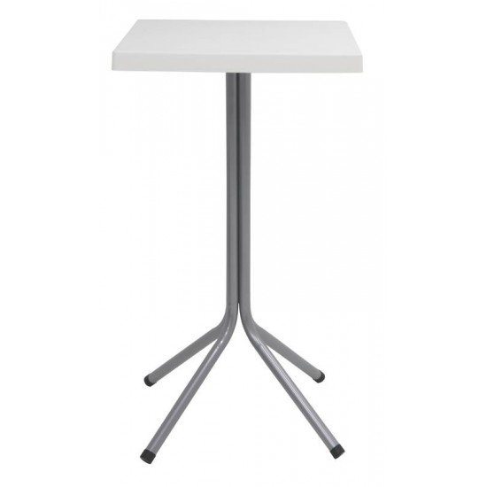MESA SIGMA ALTA COM TAMPO QUADRADO EM POLIPROPILENO BRANCO E BASE DE ACO INOX TRAMONTINA