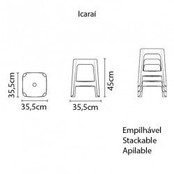 BANQUETA ICARAI CINZA EM POLIPROPILENO TRAMONTINA