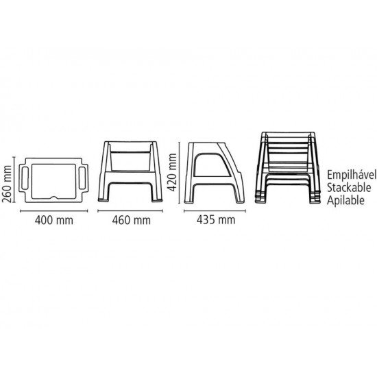BANQUETA PLASTICA MONOBLOCO COM ESCADA PAIVA PRETA TRAMONTINA