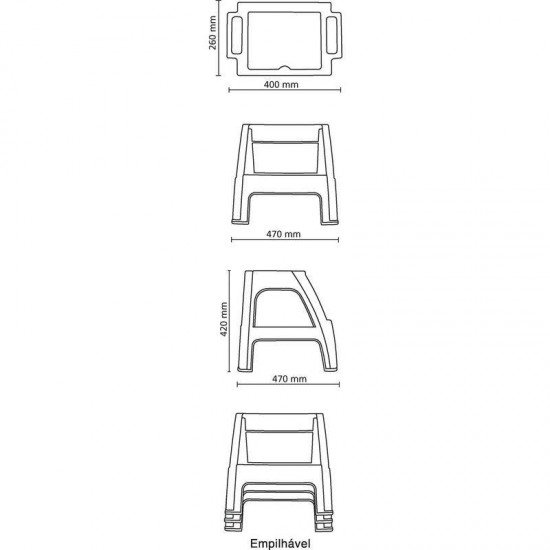 BANQUETA PLASTICA MONOBLOCO COM ESCADA PAIVA BRANCA
