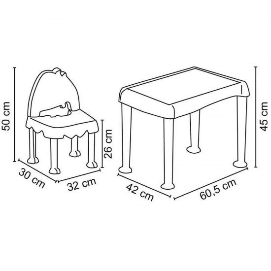 CONJUNTO INFANTIL DE 1 MESA E 1 CADEIRA PLASTICAS MONTAVEIS MONSTER ROSA E AZUL
