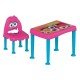CONJUNTO INFANTIL DE 1 MESA E 1 CADEIRA PLASTICAS MONTAVEIS MONSTER ROSA E AZUL