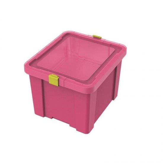 CAIXA ORGANIZADORA COM TAMPA EM PLASTICO KIDS 30LITROS ROSA