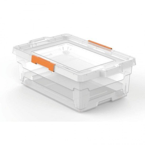 CAIXA ORGANIZADORA COM TAMPA E RODAS EM PLASTICO 40 LITROS TRANSPARENTE