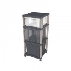 GAVETEIRO EM PLASTICO OFFICE 3 GAVETAS TRANSPARENTE FUME GRAFITE