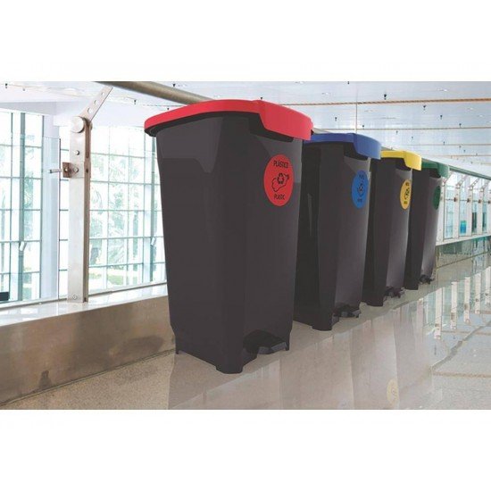 LIXEIRA EM PLASTICO T-FORCE PRETO E AMARELO 50 LITROS
