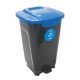 LIXEIRA EM PLASTICO T-FORCE PRETO E AZUL 50 LITROS