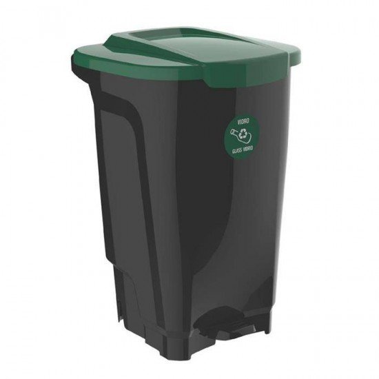 LIXEIRA EM PLASTICO T-FORCE PRETO E VERDE 100 LITROS