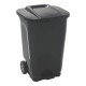 LIXEIRA EM PLASTICO T-FORCE PRETO DE 100L COM EIXO DE METAL E RODAS DE BORRACHA