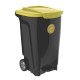 LIXEIRA EM PLASTICO T-FORCE PRETO E AMARELO 100 LITROS COM RODAS