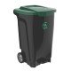 LIXEIRA EM PLASTICO T-FORCE PRETO E VERDE 100 LITROS COM RODAS