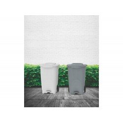 LIXEIRA EM PLASTICO T-FORCE CINZA DE 100L COM EIXO DE METAL E RODAS DE BORRACHA