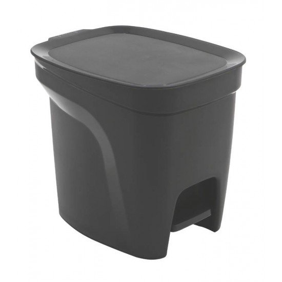LIXEIRA BASIC COMPACT EM POLIPROPILENO PRETO COM HASTE EM ACO GALVANIZADO 7 L TRAMONTINA