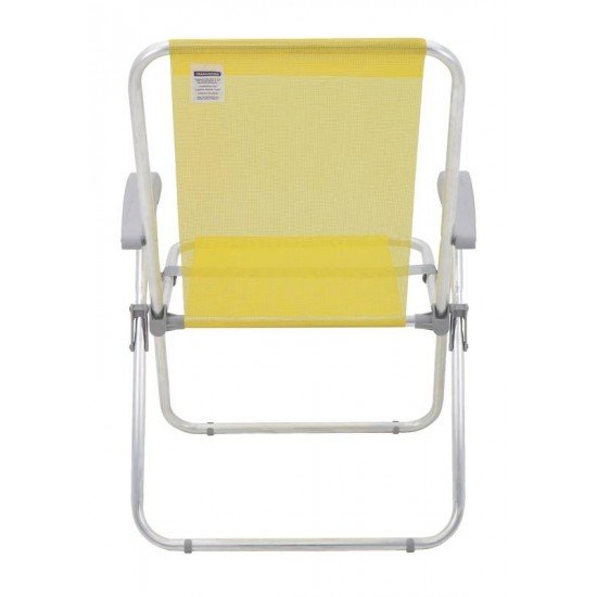 CADEIRA DE PRAIA TRAMONTINA CRETA MASTER EM ALUMÍNIO COM ASSENTO AMARELO