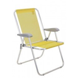 CADEIRA DE PRAIA TRAMONTINA CRETA MASTER EM ALUMÍNIO COM ASSENTO AMARELO