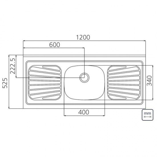 PIA DE APOIO EM ACO INOX 120X52CM TRAMONTINA RAGGI 40