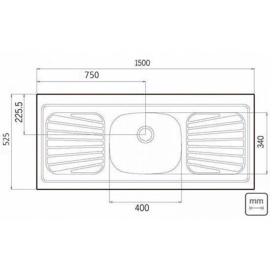 PIA DE APOIO EM ACO INOX 150X52CM TRAMONTINA NEW RAGGI 40