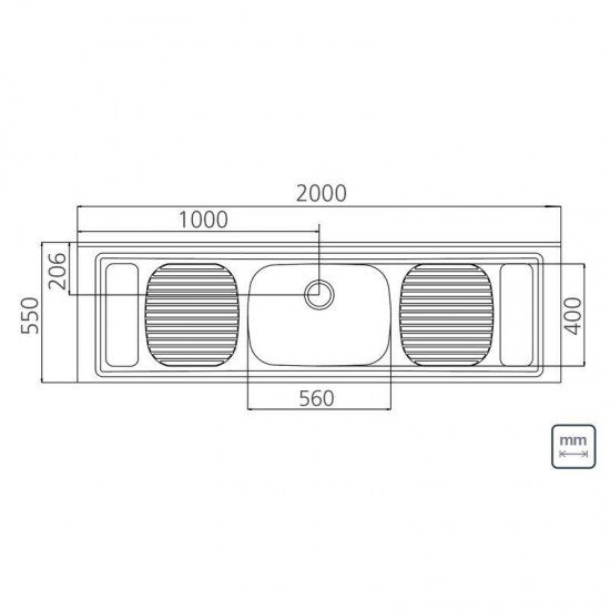 PIA DE APOIO EM ACO INOX 200X55CM TRAMONTINA STRATTA 56 PLUS