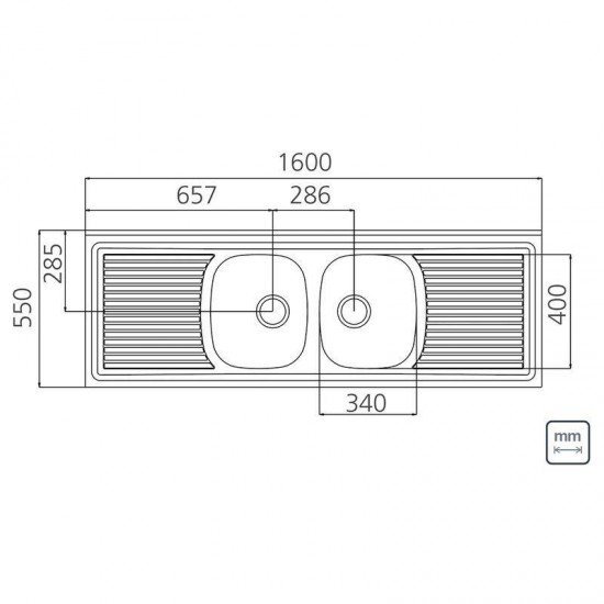 PIA DE APOIO EM ACO INOX 160X55CM TRAMONTINA RIBON 2C 34