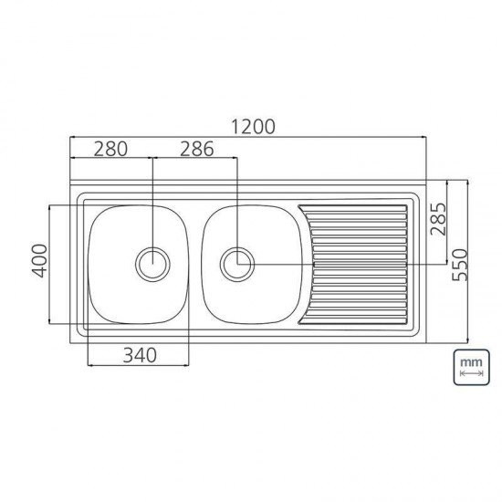 PIA DE APOIO EM ACO INOX 120X55CM TRAMONTINA RIBON 2C 34 EX
