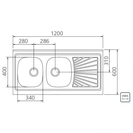 PIA DE APOIO EM ACO INOX 120X60CM TRAMONTINA STELLA 2C 34 PLUS EX