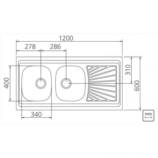 PIA DE APOIO EM ACO INOX 120X60CM TRAMONTINA STELLA 2C 34 R PLUS