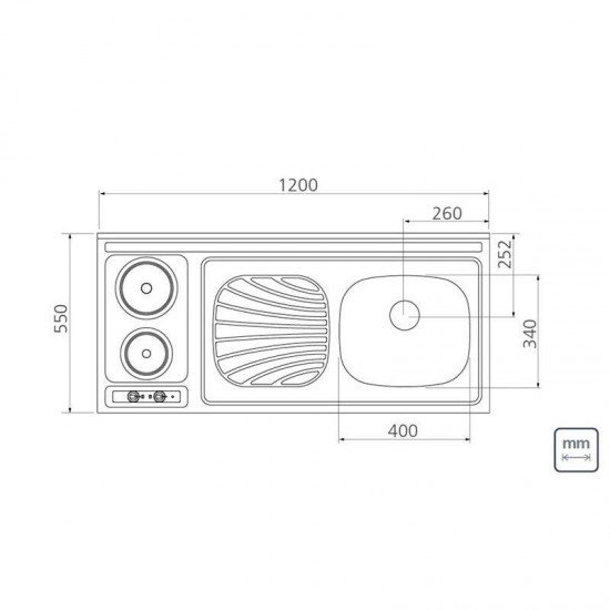 PIA FOGAO EM ACO INOX 120X55CM TRAMONTINA STAR 40 + 2ER DX