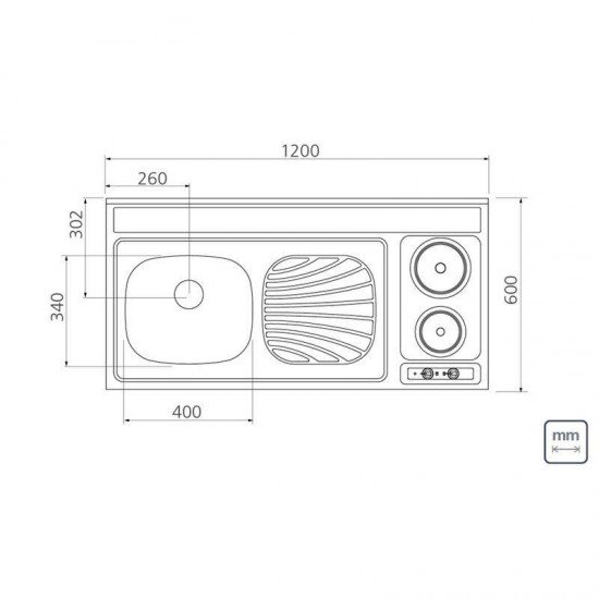 PIA FOGAO EM ACO INOX 120X60CM TRAMONTINA STAR 40 + 2ER EX