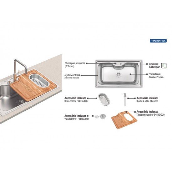 CUBA SOBRE 86X50 MORGANA MAXI COM ACESSORIO TRAMONTINA