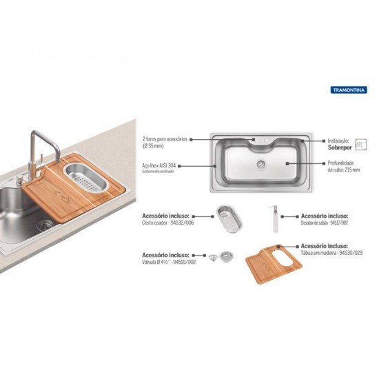 CUBA SOBRE 86X50 MORGANA MAXI COM ACESSORIO TRAMONTINA