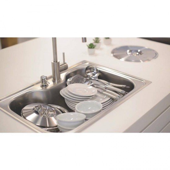 CUBA SOBREPOR INOX 69X49 MORGANA + TORNEIRA MISTURADORA INOX ANGOLARE + ACESSORIOS