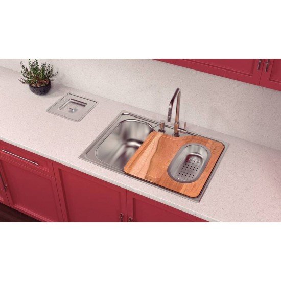 CUBA DE SOBREPOR EM AÇO INOX, COM DOSADOR DE SABAO, CESTO COADOR TORNEIRA TRAMONTINA