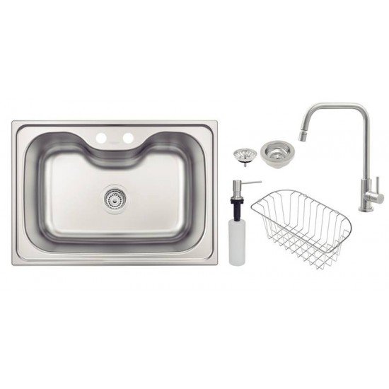 CUBA DE SOBREPOR EM AÇO INOX 68X48CM COM DOSADOR DE SABAO, CESTO E TORNEIRA TRAMONTINA