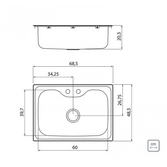 CUBA DE SOBREPOR EM AÇO INOX 68X48CM COM DOSADOR DE SABAO, CESTO E TORNEIRA TRAMONTINA