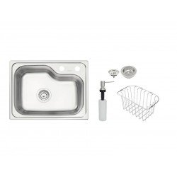 CUBA TRAMONTINA MORGANA COMPACT 48 FX EM AÇO INOX + VÁLVULA, CESTA ARAMADA E DOSADOR DE SABÃO