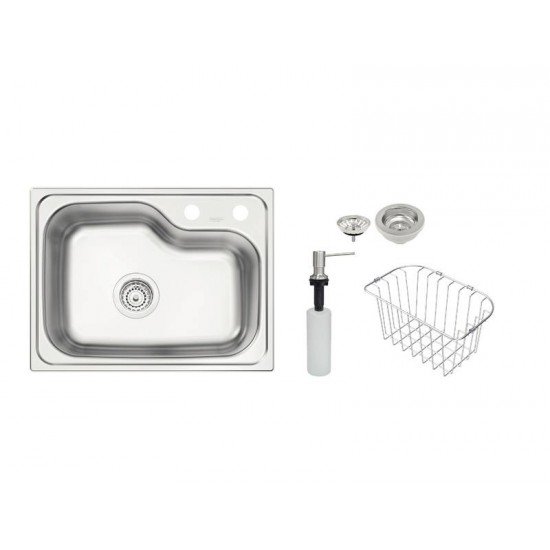 CUBA TRAMONTINA MORGANA COMPACT 48 FX EM AÇO INOX + VÁLVULA, CESTA ARAMADA E DOSADOR DE SABÃO