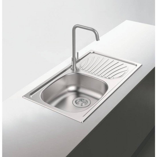 CUBA DE SOBREPOR TRAMONTINA EM ACO INOX COM PRE POLIDO 78X43CM COM ESCORREDOR E VALVULA