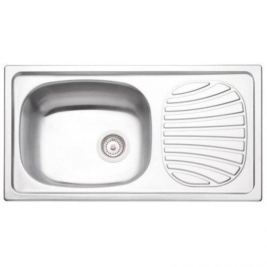 CUBA DE SOBREPOR TRAMONTINA EM ACO INOX COM PRE POLIDO 78X43CM COM ESCORREDOR E VALVULA