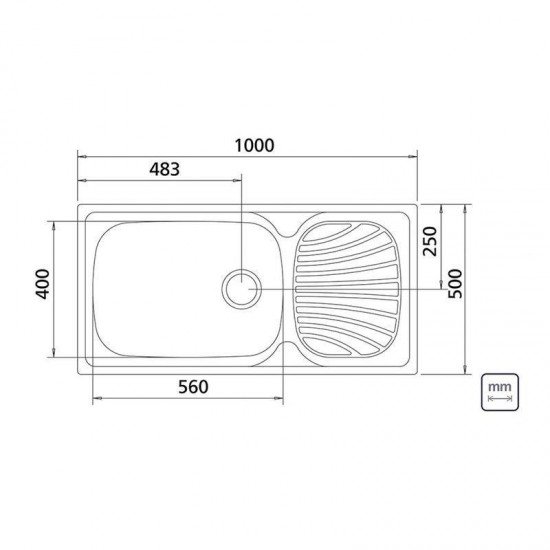 CUBA DE SOBREPOR EM ACO INOX 100X50 CM ALPHA 56 R