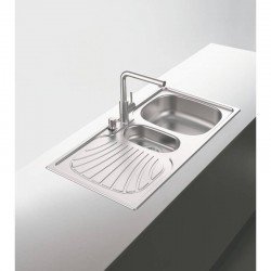 CUBA SOBREPOR TRAMONTINA 1 CUBA E AUXILIAR EM ACO INOX PRE POLIDO 100X50CM ESCORREDOR E VALVULA 34R