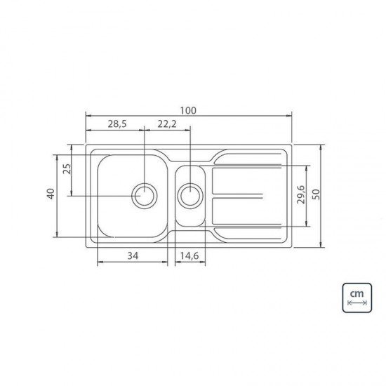 CUBA SOBREPOR TRAMONTINA 1 CUBA E AUXILIAR EM ACO INOX ACETINADO 100X50CM ESCORREDOR E VALVULA MAREA