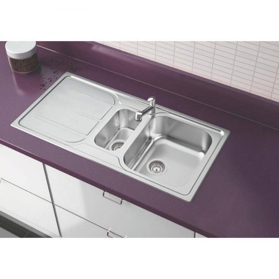 CUBA DE SOBREPOR EM ACO INOX ACETINADO 1 CUBA + AUXILIAR 100X50CM  MAREA 1.5C 34 PLUS